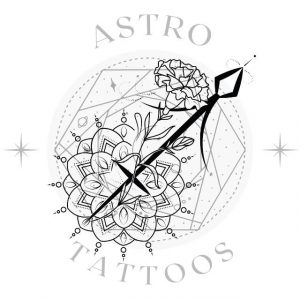 Carnation Mandala Sagittarius Tattoo Design - Astro Tattoos