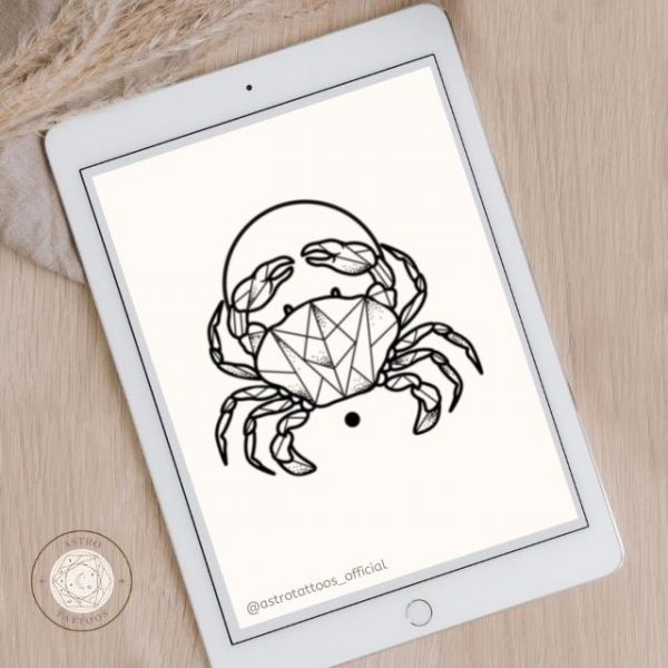 Geometric Crab Cancer Tattoo Design