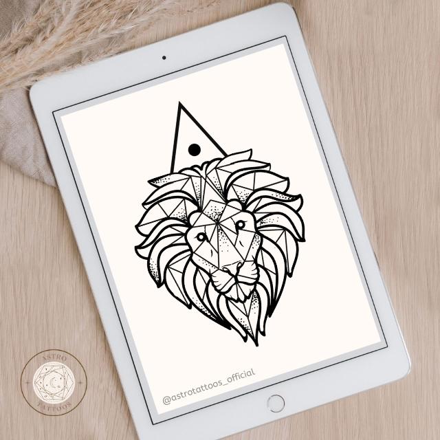 Geometric Lion Leo Tattoo Design 1