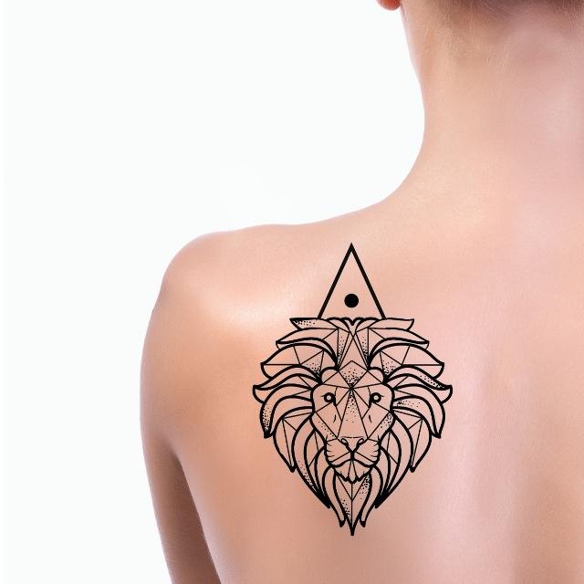 Geometric Lion Leo Tattoo Design - Astro Tattoos
