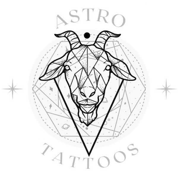 Geometric Seagoat Capricorn Tattoo Design - Astro Tattoos