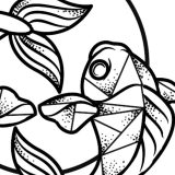 Geometric Two Fish Pisces Tattoo Design detail