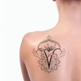 Honeysuckle Mandala Aries Tattoo Design overlay