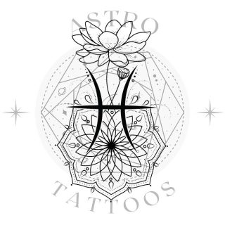 Lotus Mandala Pisces Tattoo Design - Astro Tattoos
