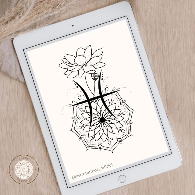 Lotus Mandala Pisces Tattoo Design