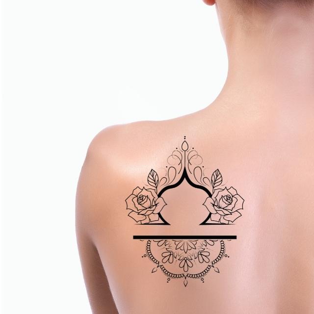 Temporary Tattoo For Hand Letter Mandala Rose Art Sticker For Men Women 2  Sheets | eBay