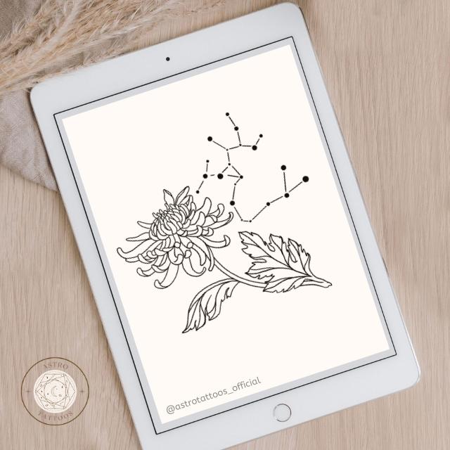 Small Sagittarius Chrysanthemum Constellation Tattoo Design